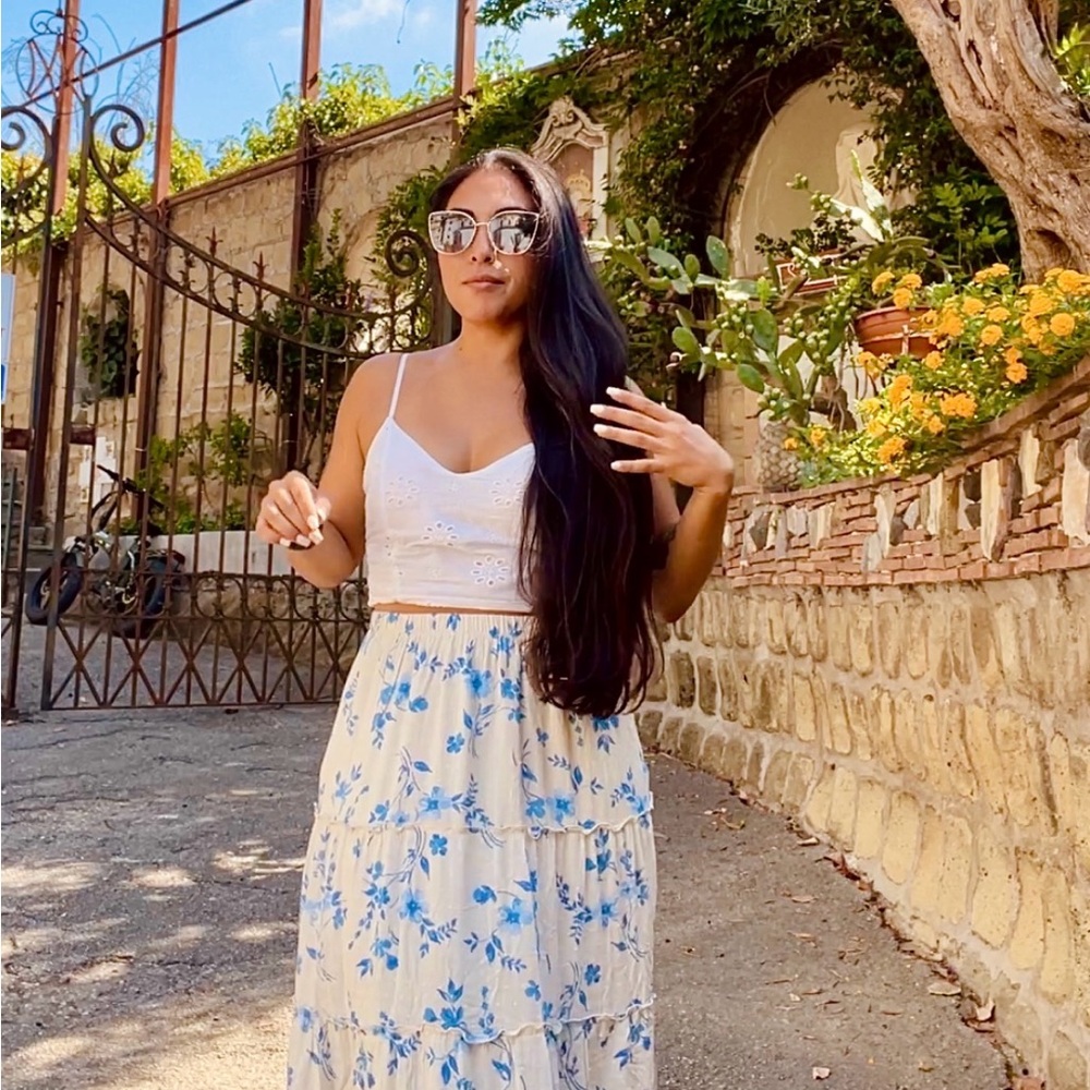 White Eyelet Crop Top Tank